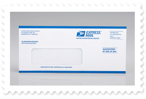 A Priority Mail Flat Rate® envelope.