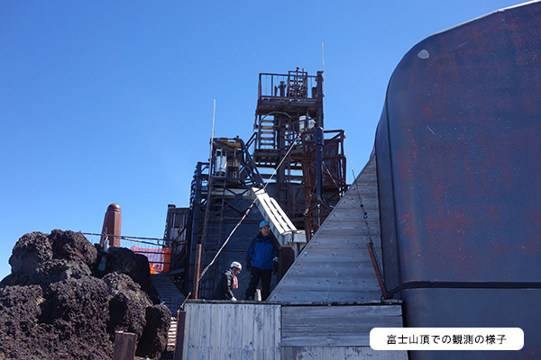 富士山頂での観測の様子